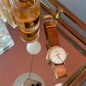 Timex Rose Gold Case with Tan Leather Strap Watch